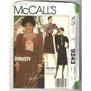McCalls 9243 Misses Jacket Blouse Skirt Belt‎ Sew Pattern Nolan Miller Size 10